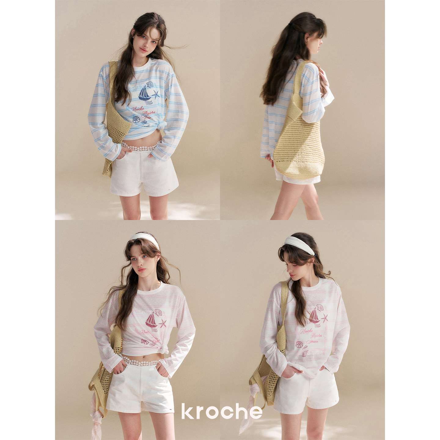 KROCHE ストライプ Tシャツ KE8061