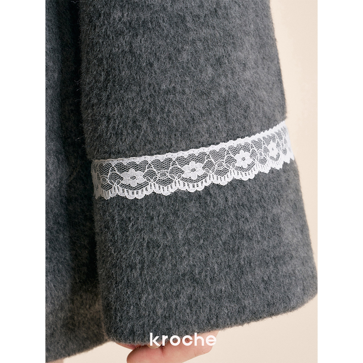 KROCHE フード付き 重ね着風 コート KXI9007
