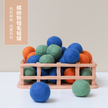 Kitty felt ball called ball teasing cat toy tricolor bell can be vocable self-hi-bite pet playing amniotic ball