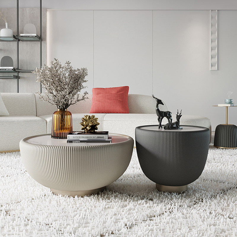 Italian light luxury creative coffee table modern minimalist style round slate small apartment living room Hong Kong style designer furniture