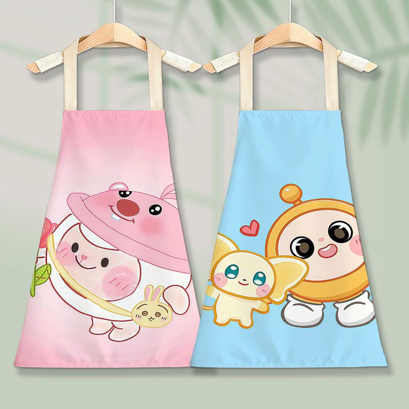 Trendy Egg-Shaped Apron with High Aesthetic Appeal, Cartoon Cute Design, Waterproof and Oil-Proof, Suitable for Adults and Children, for Art Studio and Baking, with Neck Strap