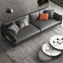 Italian Real Leather Sofa Office Guest Business Reception Brief Modern Trio Place Sofa Tea Table Combo Suit