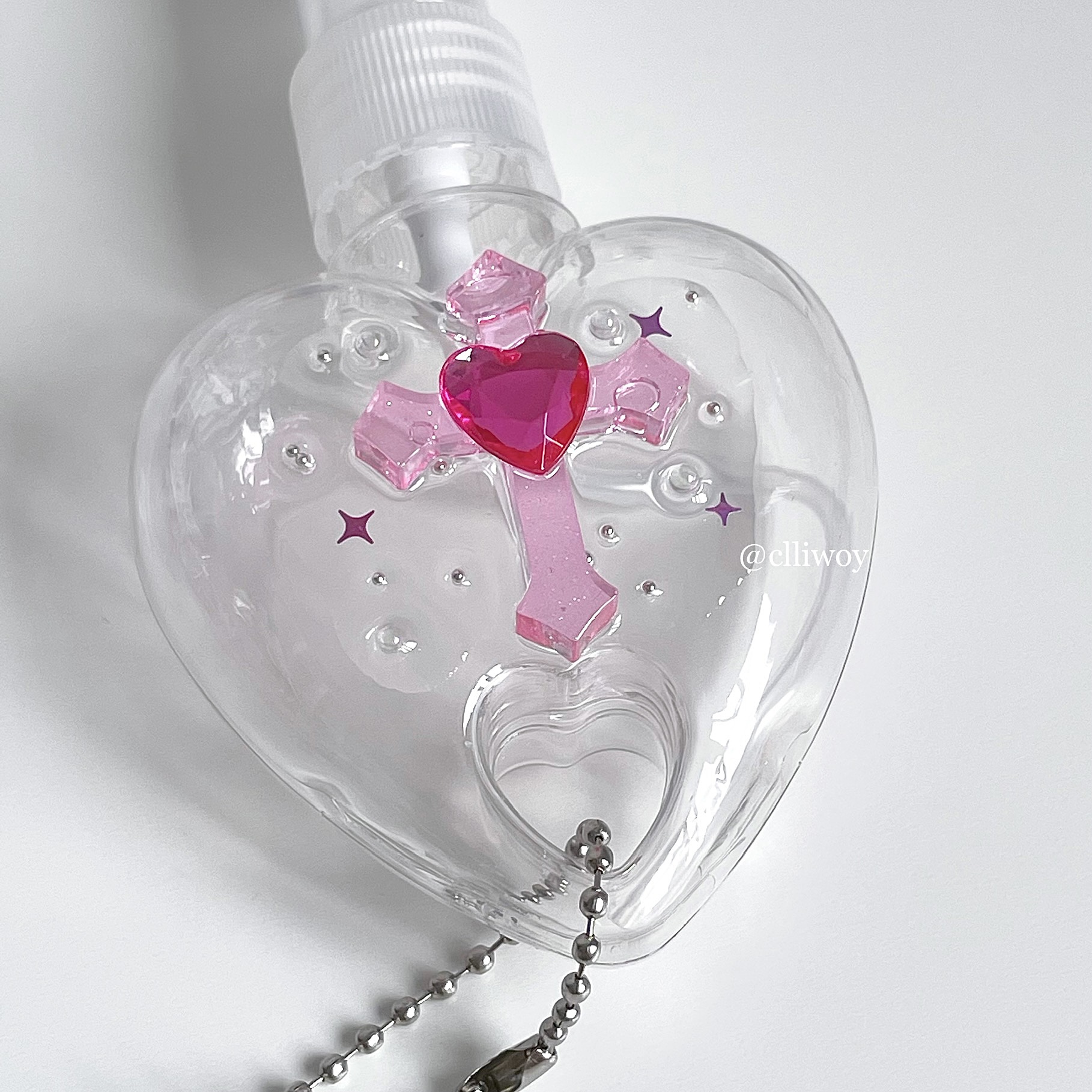 Silk Belated House Original Homemade Sweet Cool Love Heart Magic Female Cross Spray Bottle Pendant