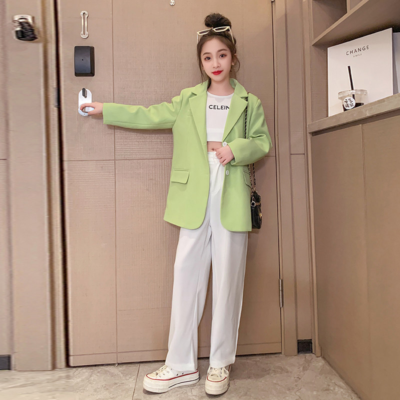 Girl Suits Jacket Spring Autumn 2023 New Children Foreign Air Fashion Blouses CUHK Boy Fall Trendy West Suit Tide-Taobao