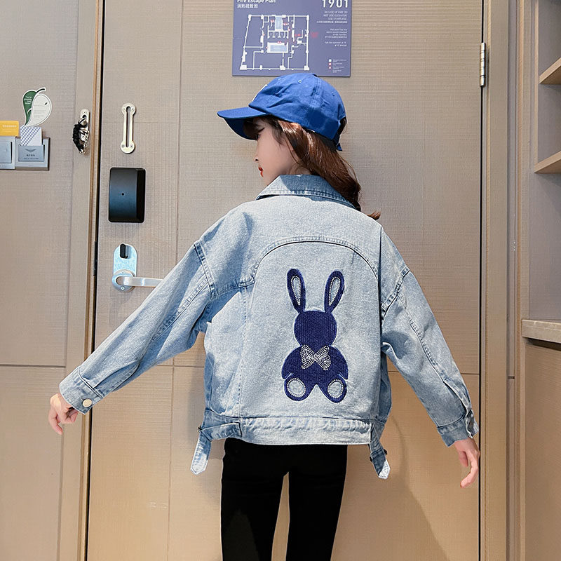 Girl Gush Jeans Jacket Autumn Winter Clothing 2023 New CUHK Tong Winter Tennis Red Fried Street Children Thickened Blouses-Taobao