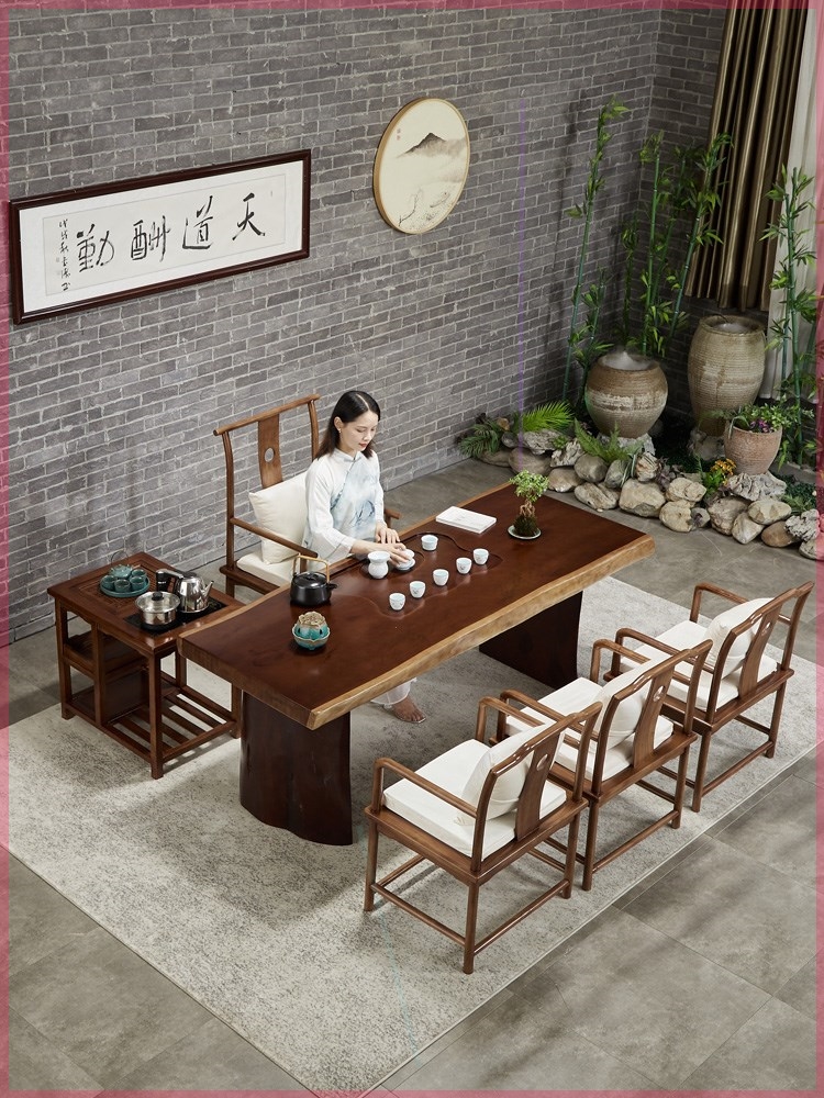 New Chinese solid wood table and chair combined kung fu tea table boss Guesta tea table tea table several Zen table desk desk