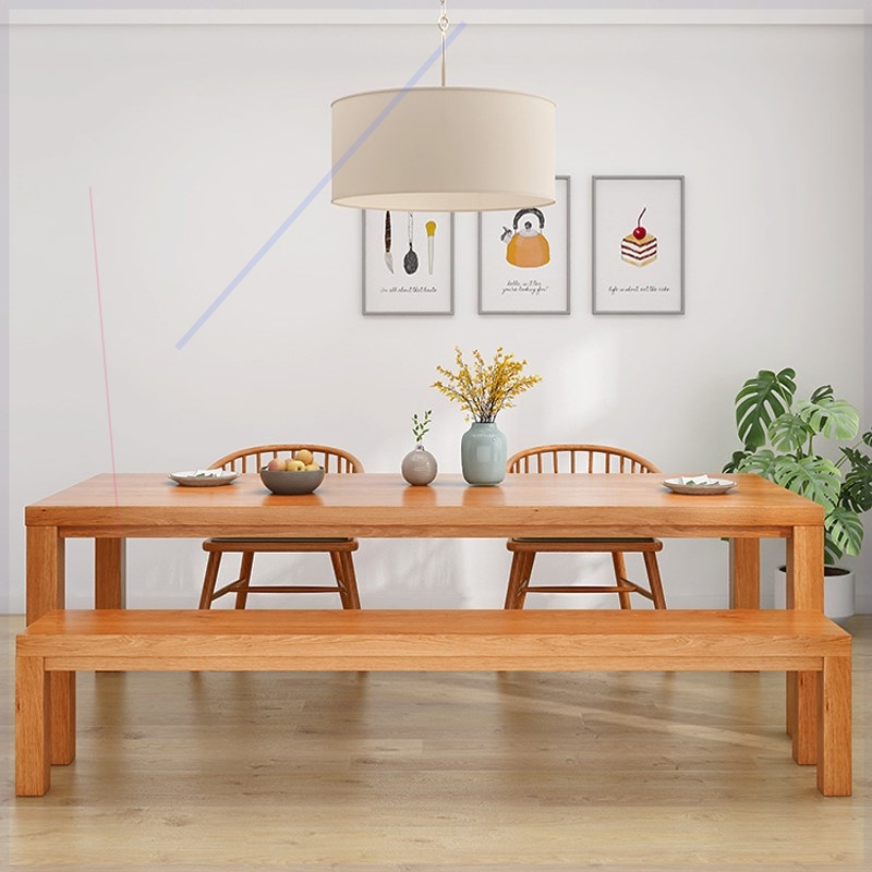 Nordic solid wood dining table and chair combination rectangular dining table home modern minimalist log dining room long table workbench