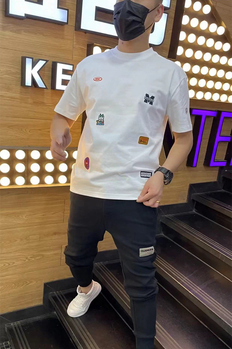 T-shirt uomo stampata slim fit maniche corte girocollo casual_voghion.com