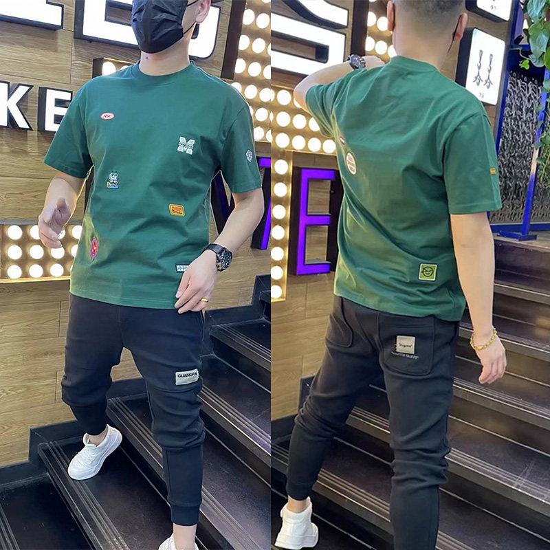 T-shirt uomo stampata slim fit maniche corte girocollo casual_voghion.com