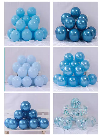 10inch Thick Matte Deep and Light Blue, Ink Blue, Haze Gray, Night Blue Round Latex Balloons for Birthday Decoration