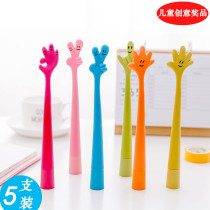 Cartoon cute 0 5mm ballpoint pen junior high school students examination special pen learning stationery supplies childrens school reward small gift finger shape writing pen student sign pen