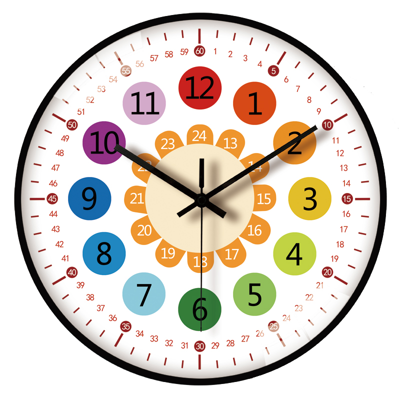 Early Education Clock Recognition Wall Clock Living Room Modern Simple Household Children's Quartz Clock Silent Creative Primary School Classroom Clock
