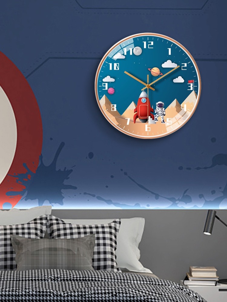 Wall Clock Living Room Clock Simple Cartoon Children's Wall Clock Space Home Clock Astronaut Personalized Quartz Clock