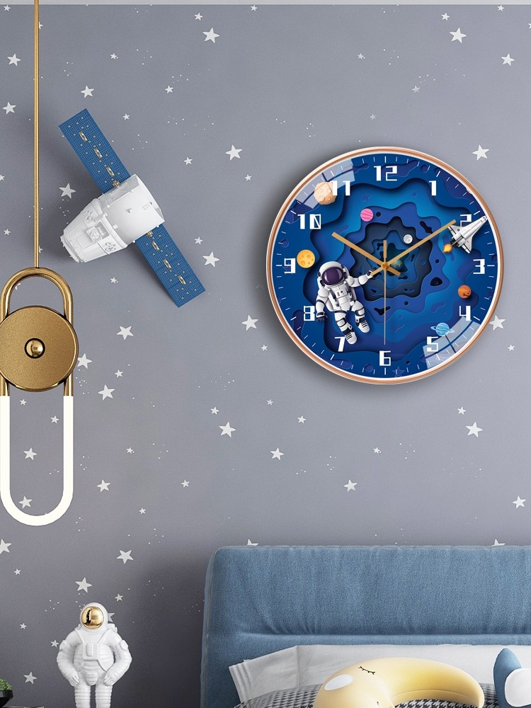 Wall Clock Living Room Clock Simple Cartoon Children's Wall Clock Space Home Clock Astronaut Personalized Quartz Clock