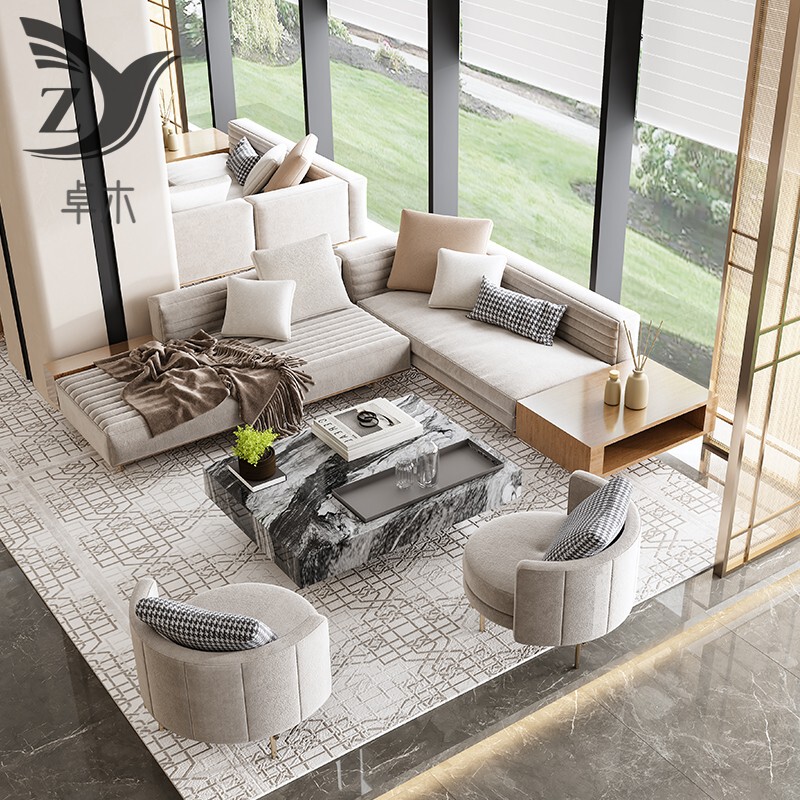 Modern Hotel Lobby Reception Sofa, Sales Office Negotiation Table and Chair Set, Beauty Salon Club Corner Sofa