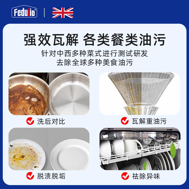 5 Boxes of Feduiio Dishwashing Blocks, Special Detergent for Dishwashers, Containing Salt, Bright Dishwashing Powder, Three-In-One Cleaner