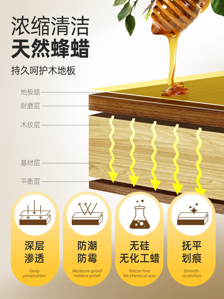 Wood Floor Maintenance Wax, Solid Wood Composite Floor Household Cleaner, Waxing Special Wax, Essential Oil Care and Cleaning Tool