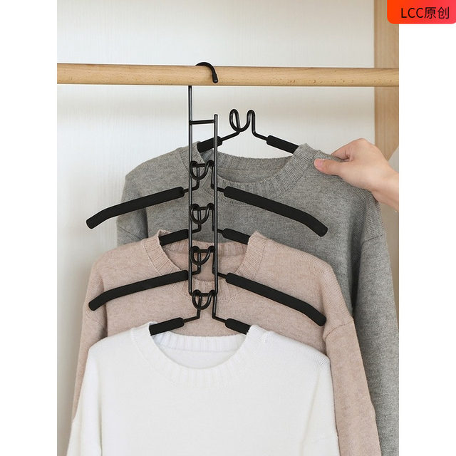 ເຄື່ອງຫ້ອຍເຄື່ອງນຸ່ງຫຼາຍຊັ້ນ sponge multi-functional anti-slip magic storage clothes hanger wardrobe clothes support home clothes hanger clothes rack