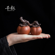 Purple Sand Persimmon Tea Spotting Piece Boutique can raise small tea playoff Decorative Handicraft Simulation Fruit Tea Set Tea Tract Accessories
