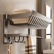 Japanese towel rack bathroom punch-free gun ash bathroom storage rack space aluminum bathroom pendant hardware set