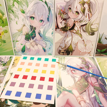 Original God Nasida watercolor hand-painted set creative cartoon cute high-value two-dimensional girl heart new ins style game limited peripheral hand-painted book primary school students graffiti book coloring card 1