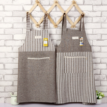Japanese cotton linen household kitchen apron oil-proof adult cooking overalls work clothes coffee shop clothing art aprons