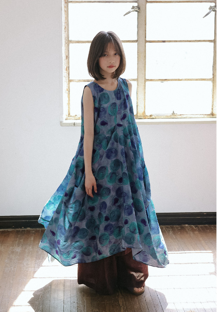 KUUYOO立体裁剪无袖波点连衣裙中大童夏季宽松背心长裙女童裙子 — 14