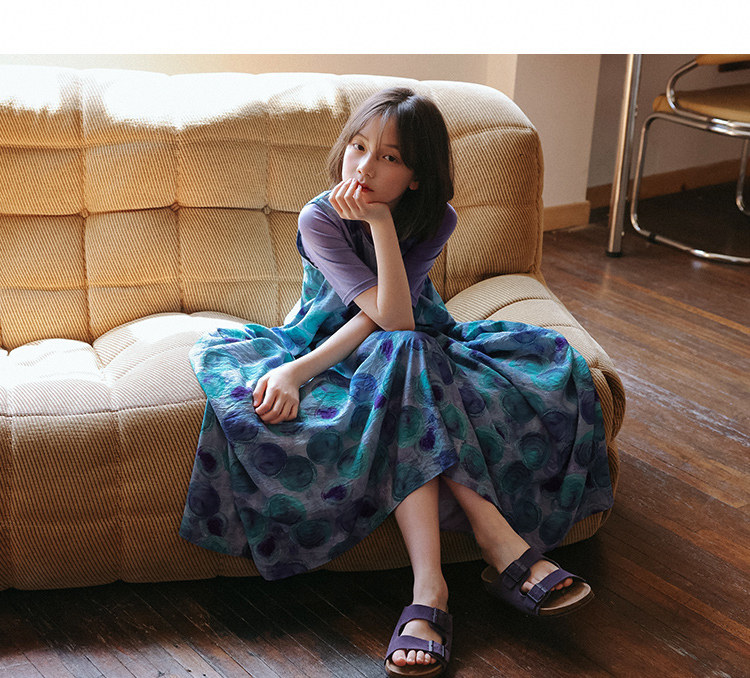 KUUYOO立体裁剪无袖波点连衣裙中大童夏季宽松背心长裙女童裙子 — 50