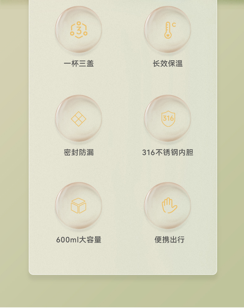 德国 wislibe 儿童316不锈钢保温杯 一杯三盖 适合不同年龄 图2