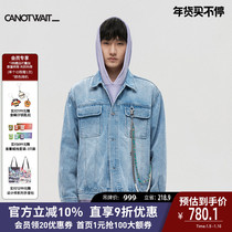 Chen Wei Ting Tide CANOTWAIT Autumn couple dynamic LOGO do old wash denim jacket