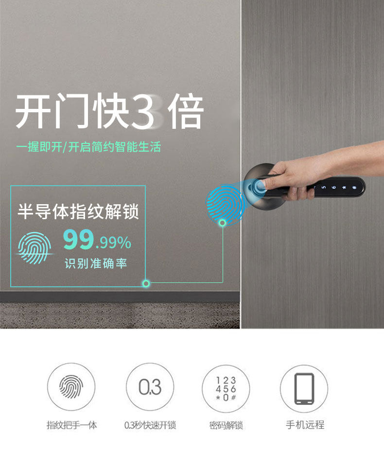 瑞康 办公室家用指纹电子密码锁 免费安装 图1
