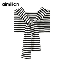 Black and white Gprint Outer lapped autumn winter streaks small kan shoulder cape Shoulder Blanket office Air conditioning Room Korean knitted scarves