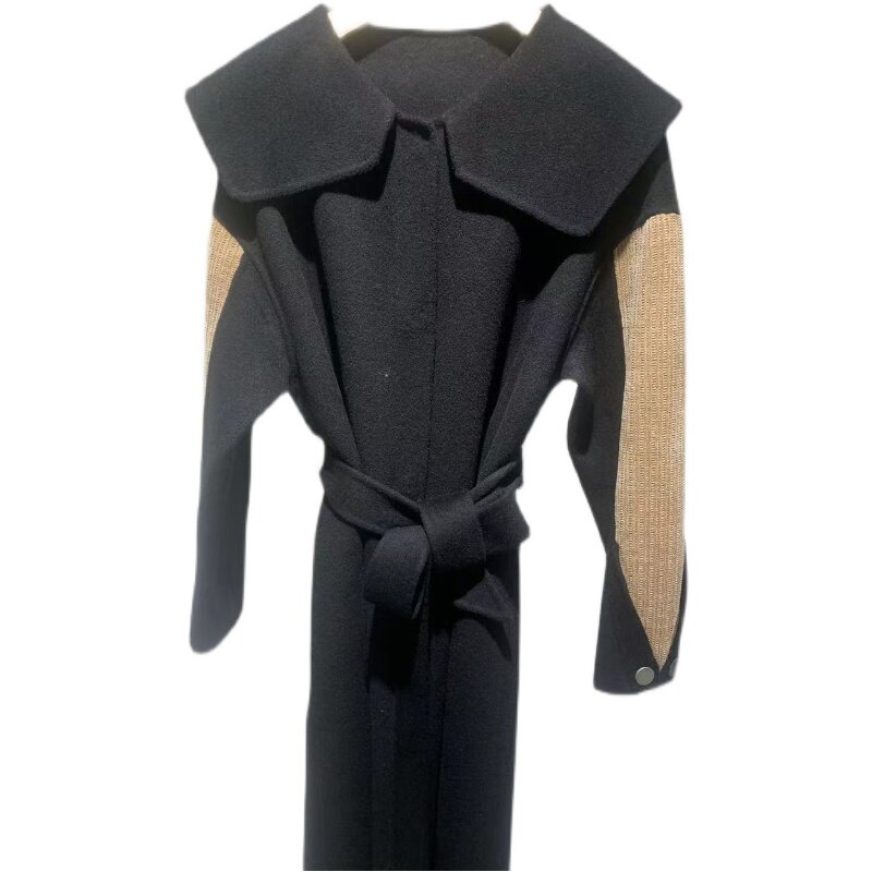 (Light luxury queen sara) wool i cuff stitching coat PT4A118Y