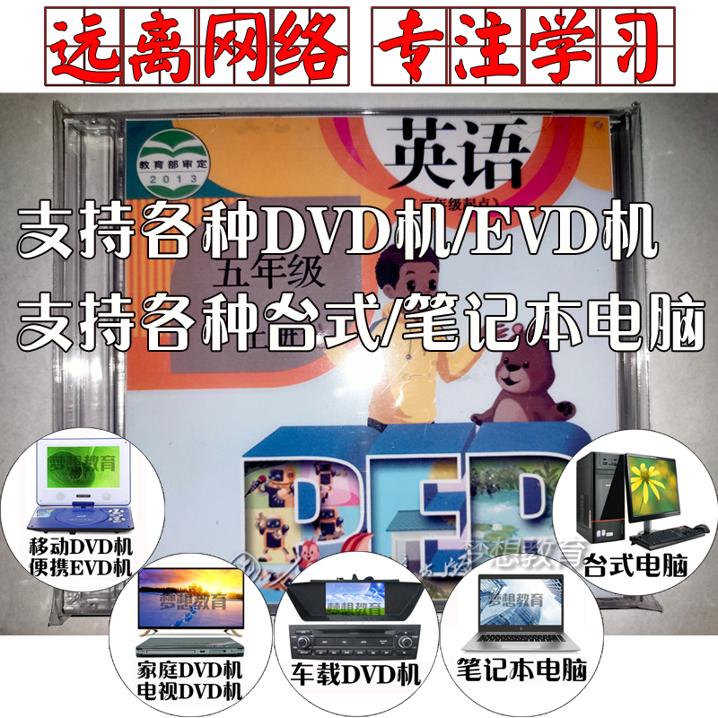 PEP version PEP English 5 fifth grade first volume DVD CD Synchronous Teaching Learning film EVD video disc car animation