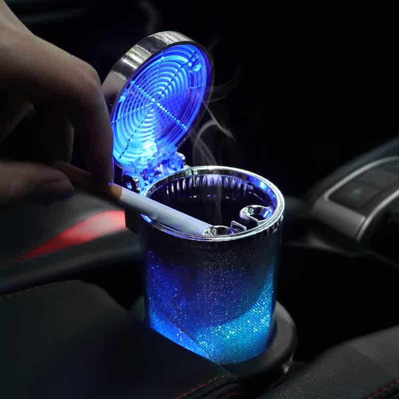 Car Cigarette Ash Tray Car Creative Personality Suspended with lid LED Lights Multi-functional male special female on-board cigarette cylinder