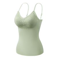 Catman warm vest with chest pad for women autumn and winter new antibacterial cashmere silk base layer with spaghetti straps base layer