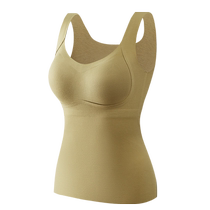 Catman Seamless Thermal Underwear Womens All-in-One Vest with Breast Pads Heating Slim Tops Exclusive Bottoming for Fat MM