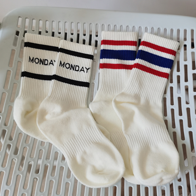 Pair with Shark Pants, Barbie Tights, and Socks for Outerwear; Spring and Autumn Mid-Calf Socks for Women, Trendy Sports Long Socks, Korean Style Internet Celebrity Style