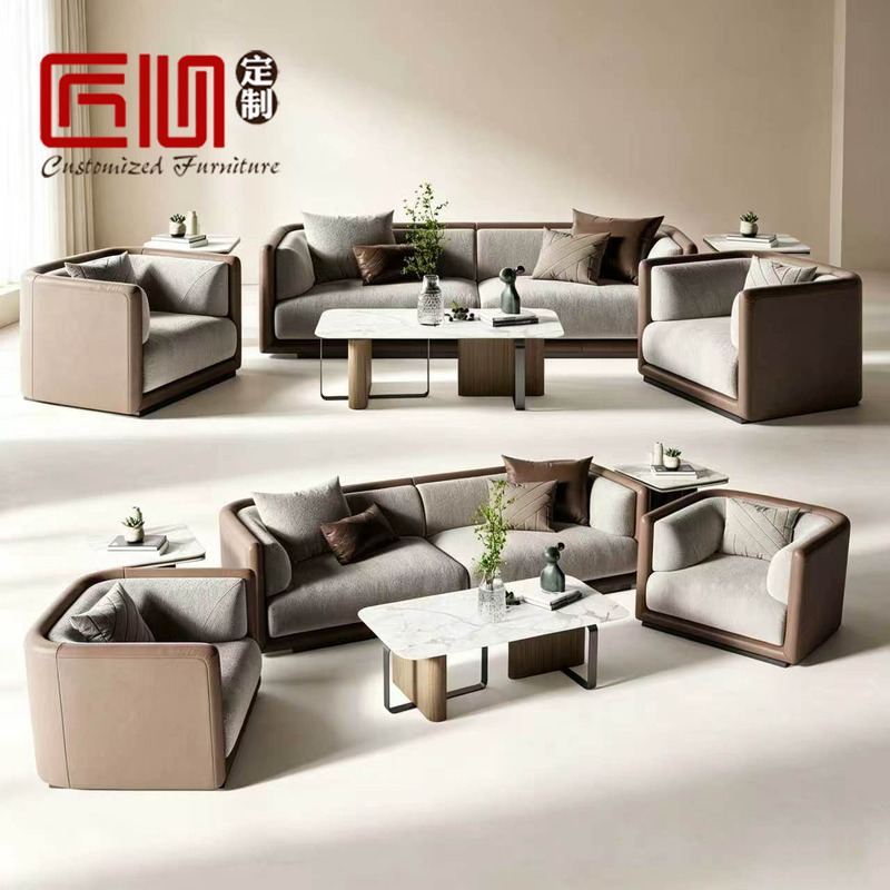 Sales Office Negotiation Sofa, Light Luxury Rest Area, Hotel Lobby Reception Office Sofa and Coffee Table Set