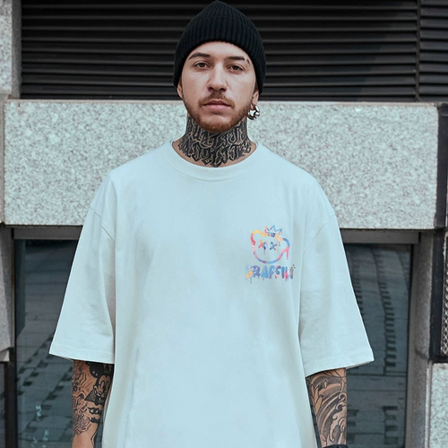 Трендовая хлопковая летняя футболка, с медвежатами, короткий рукав, большой размер, оверсайз