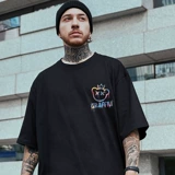 Трендовая хлопковая летняя футболка, с медвежатами, короткий рукав, большой размер, оверсайз