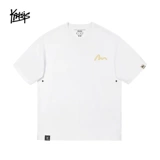 Хлопковая абрикосовая приятная телу футболка для отдыха, в американском стиле, короткий рукав, оверсайз, большой размер