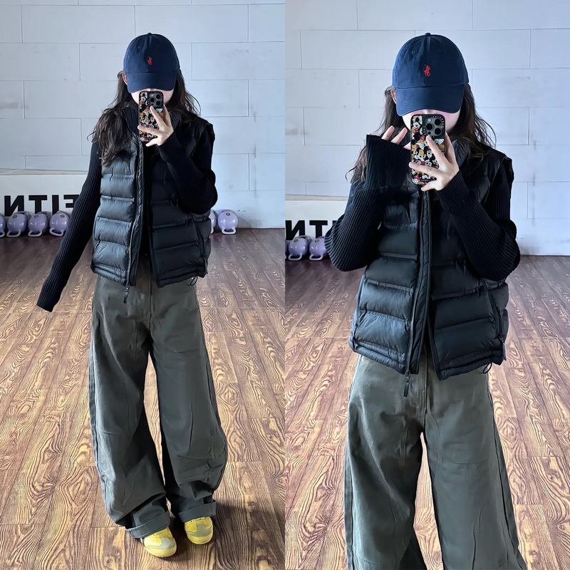 Korean-Style Ribbed Cotton Vest for Women, Petite, Lightweight, Layering Jacket, Sweatshirt Vest, Cotton Coat, Cotton-Padded Jacket, Winter 2026 Korean-Style Ribbed Cotton Vest for Women, Petite, Lightweight, Layering Jacket, Sweatshirt Vest, Cotton Coat, Cotton-Padded Jacket, Winter 2026