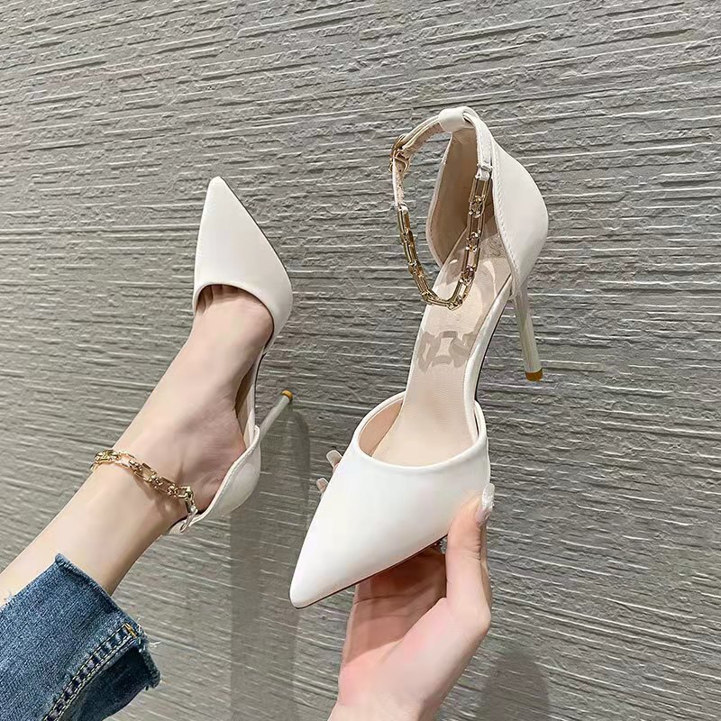 Small Size 313233 Women's Sandals 2026 Summer Pointed Toe Single Strap White High Heels Stiletto Closed Toe Large Size 41 to 43 Small Size 313233 Women's Sandals 2026 Summer Pointed Toe Single Strap White High Heels Stiletto Closed Toe Large Size 41 to 43