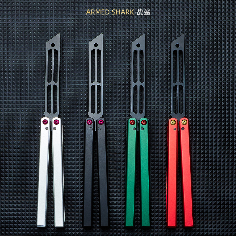 Warrior Shark Second-generation New Squid Butterfly Knife Unopened Blade Butterfly Folding Knife Flower Style Throwback Knife Children Toy Training Knife