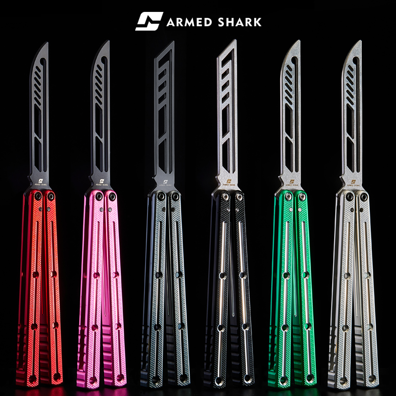 Warrior Shark 7 Series 7075 Sea Selfie Butterfly Knife Unopened Blade Practice Training Knife Folding Throwback Toy Juggling Knife-Taobao