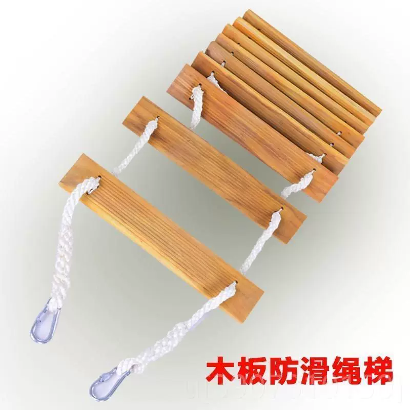 Thang leo thoát hiểm mềm, thang dây gia đình, thang ngoài trời 153002, thang dây gai dầu, thang gỗ tròn vuông, tường ngoài dây thang thoát hiểm