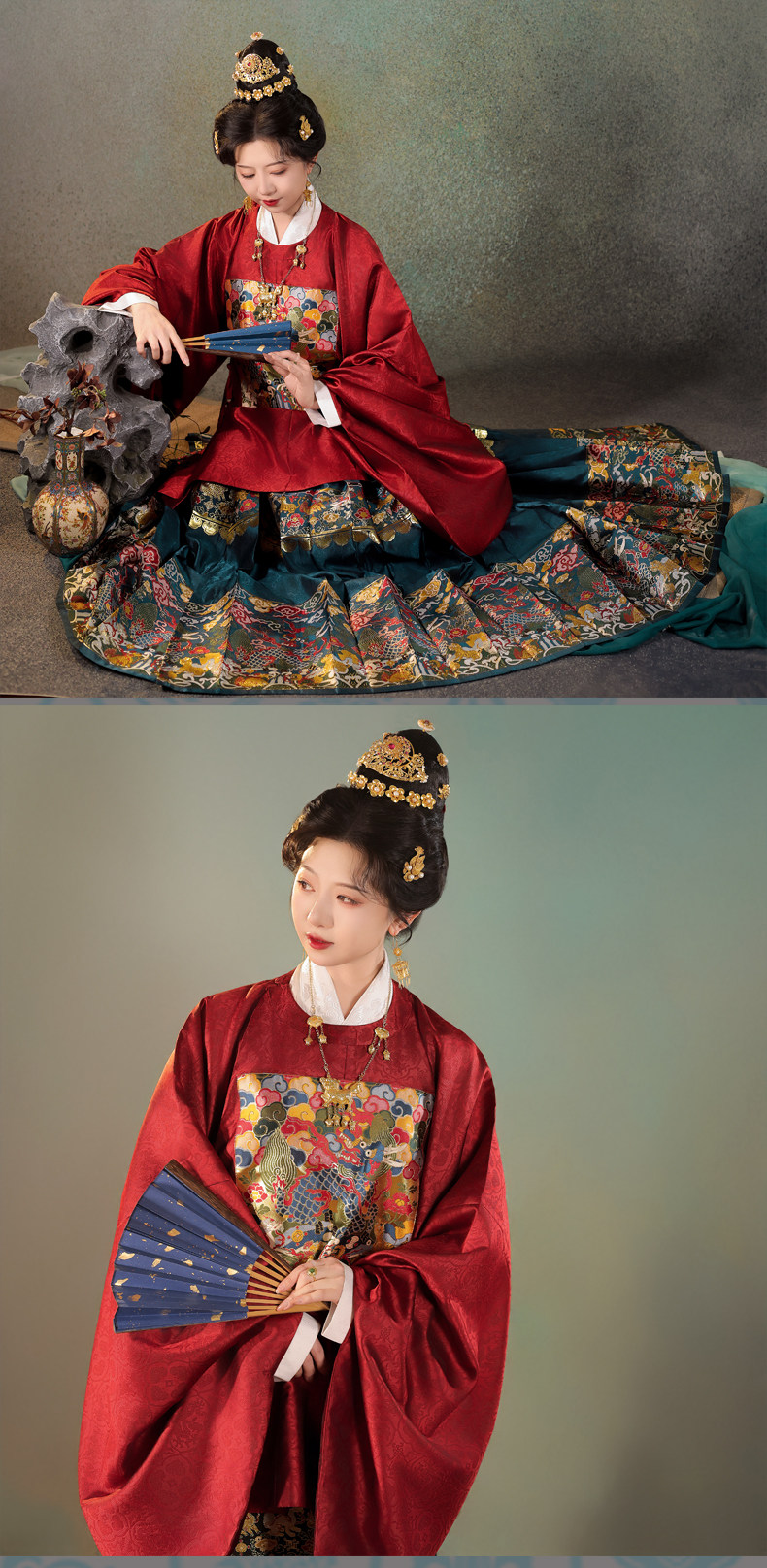 Старинное пальто 宴平汉服 海水江崖卷云四兽朝麒麟补服圆领短袄&交领短袄&马面裙