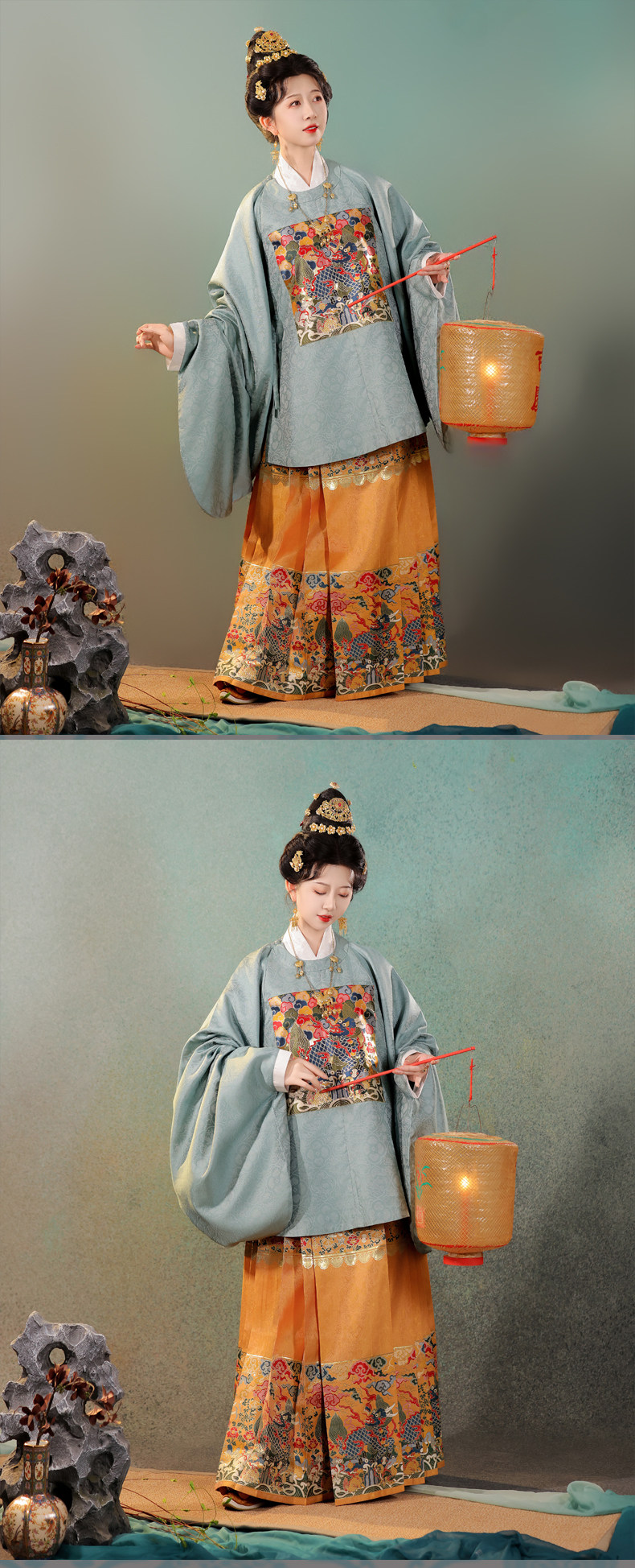 Старинное пальто 宴平汉服 海水江崖卷云四兽朝麒麟补服圆领短袄&交领短袄&马面裙