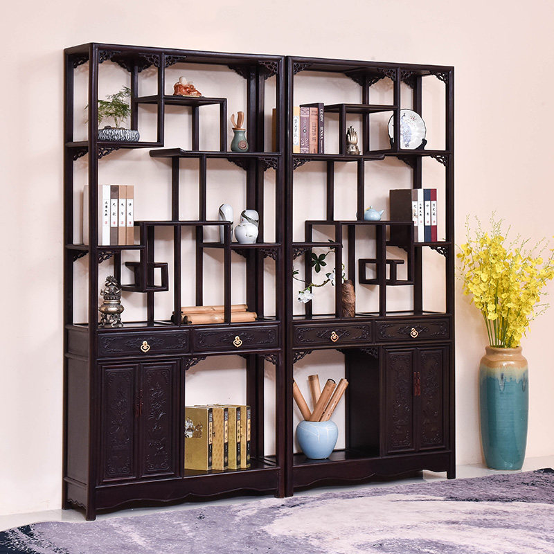 Yunqiwei mahogany furniture chicken wing wood antique Bogu frame solid wood Chinese style Duobaoge porch partition cabinet